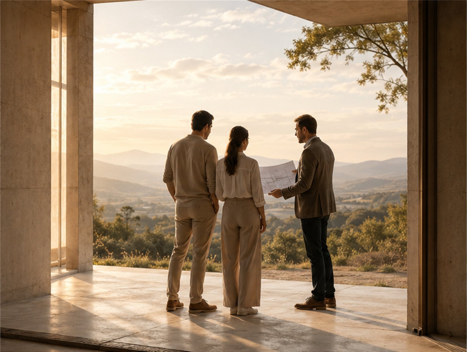 Clients and architect looking over a future site